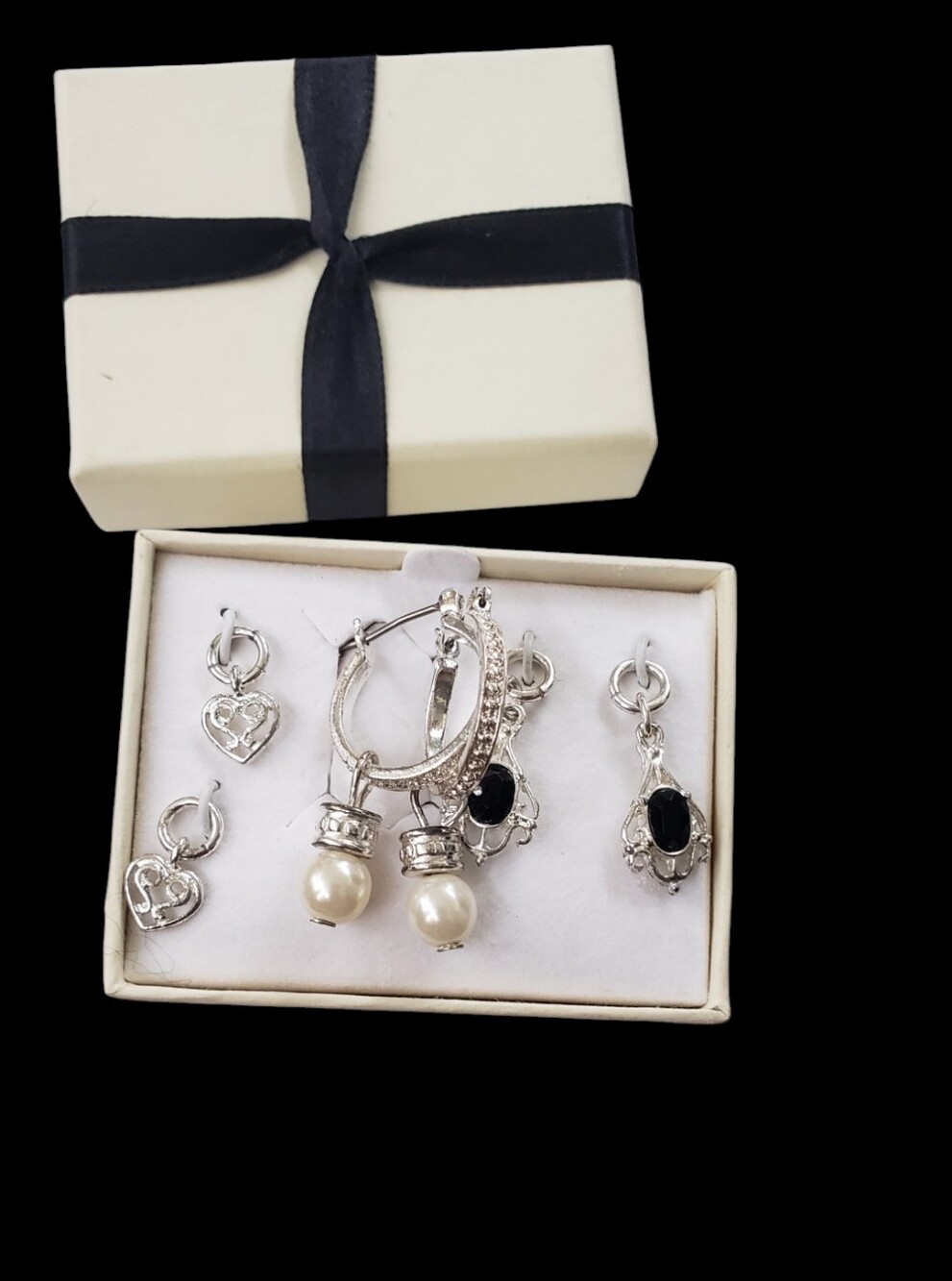Vintage 1990s Avon Interchangeable Silver Tone Hoop Earring Collection